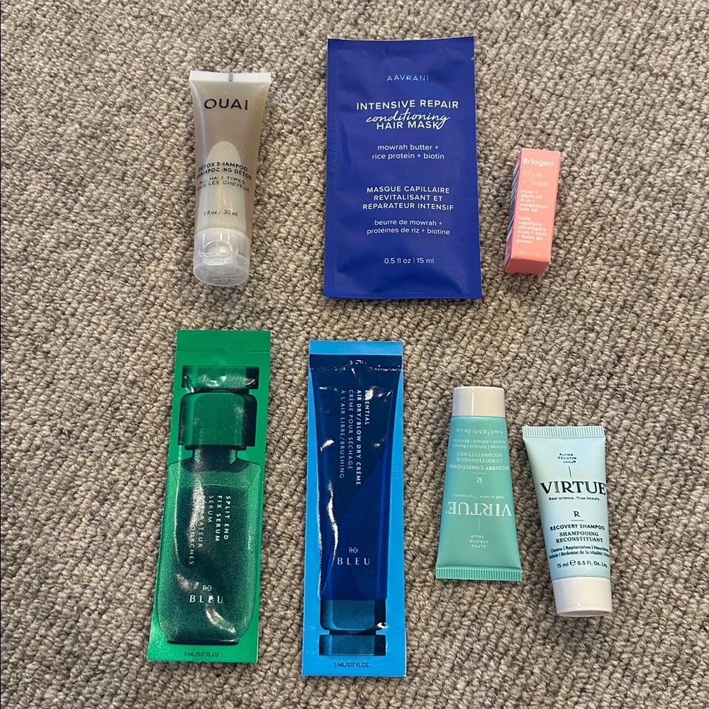 NEW 🤩 HairCare Luxury Sample Set with AAVRANI, Virtue, Ouai, Briogeo,  R+Co Bleu